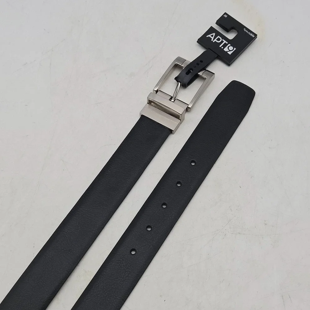 Apt. 9 Belt Black Brown Reversible Syn Leather Mens 34-36‎ Nickel Buckle